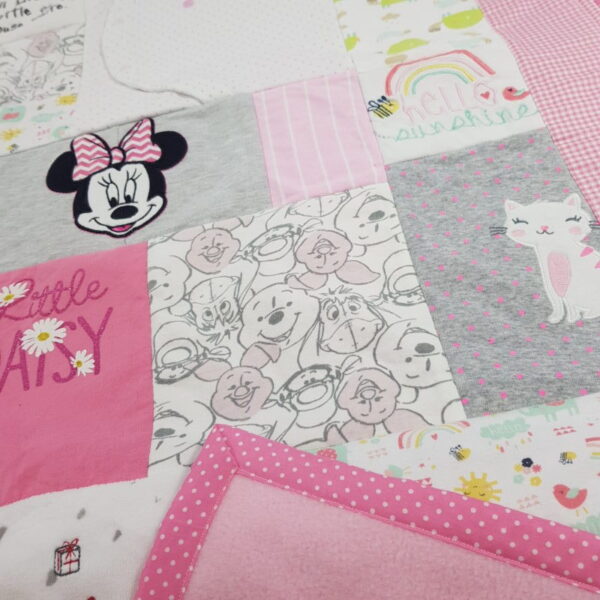 A memory blanket with Minnie Mouse