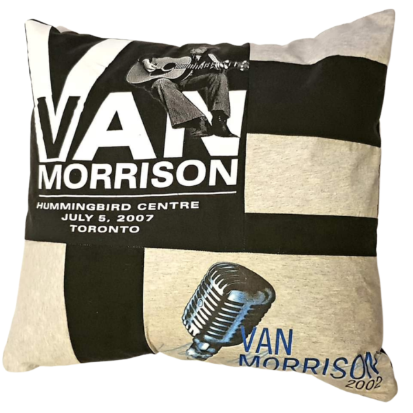 A memory cushion with the name Van Morrison prominent