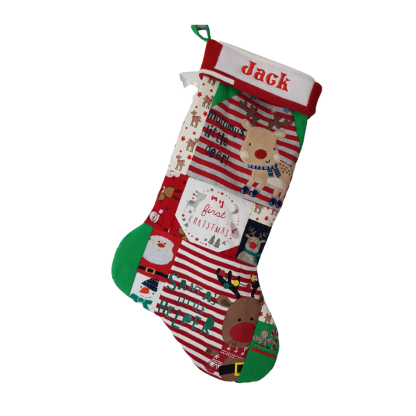 A Christmas stocking with the name 'Jack' at the top