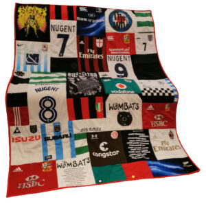 A double memory blanket made up of clothing