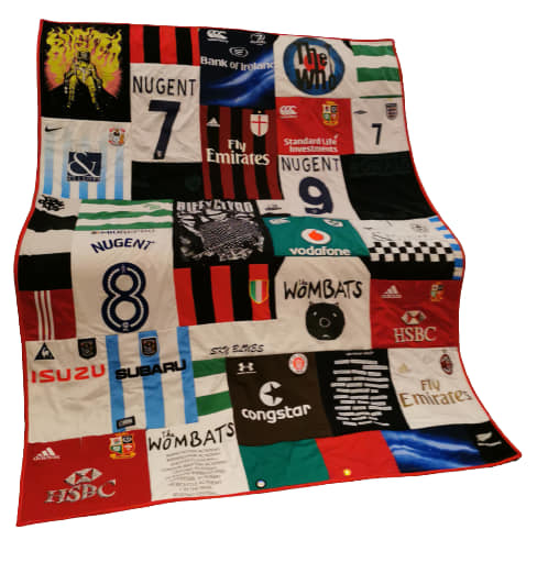 A double memory blanket made up of clothing