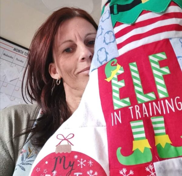 Bianca with a custom stocking